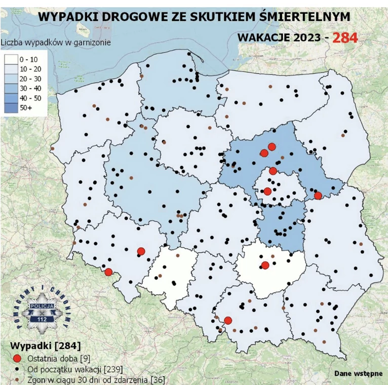 Policyjna mapa wypadków drogowych