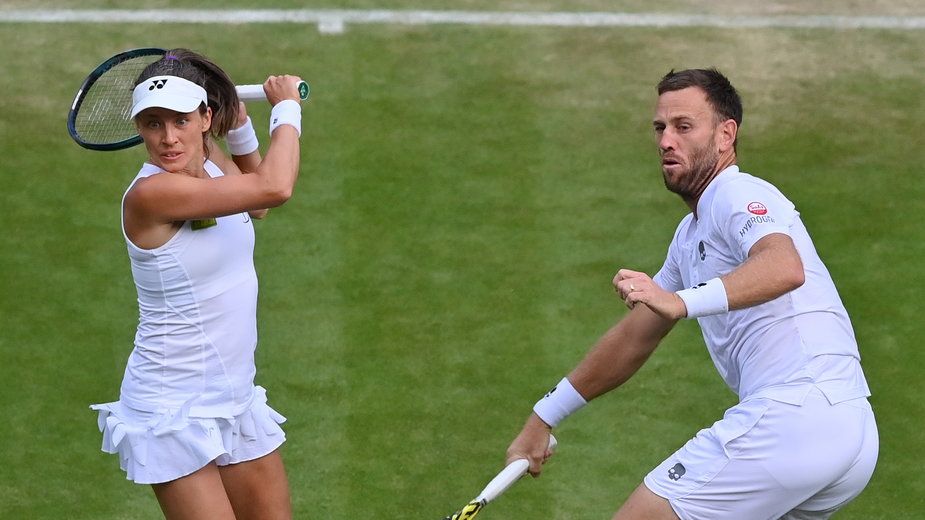 Alicja Rosolska i Michael Venus w trakcie meczu (1 lipca 2022 r.)