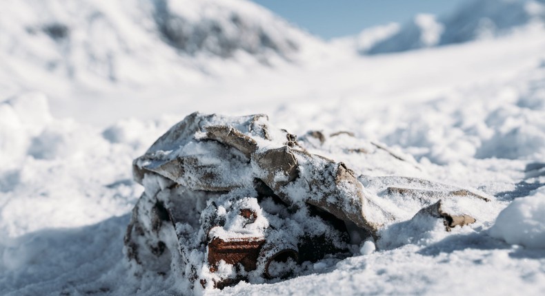 In late August, a team of scientists and professional mountain explorers discovered Bradford Washburn's camera from a 1937 expedition on Walsh Glacier.Leslie Hittmeier/Teton Gravity Research