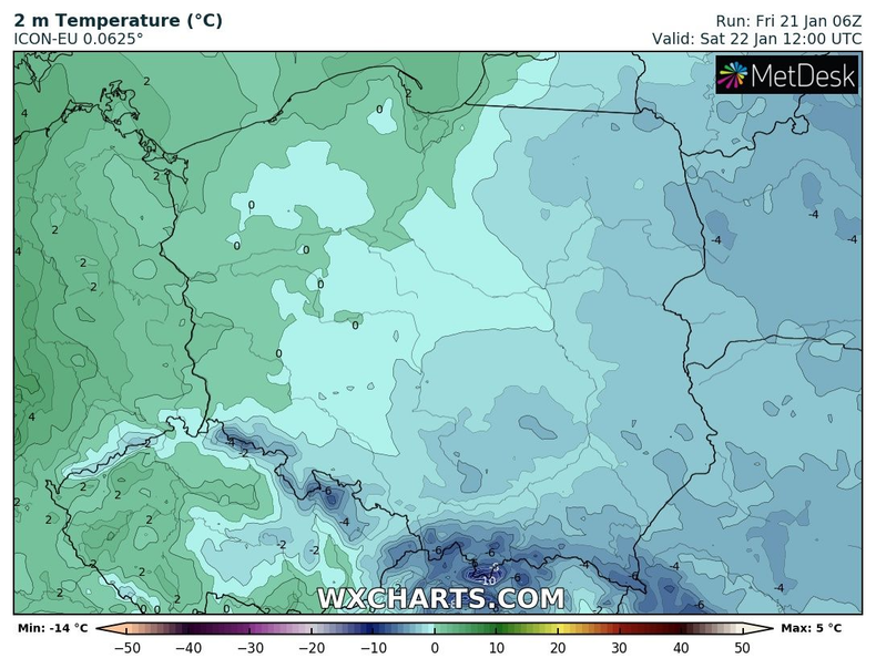 Temperatura prawie w całej Polsce ujemna