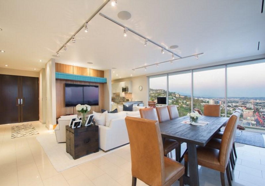 The open-plan living area takes full advantage of the views and light.