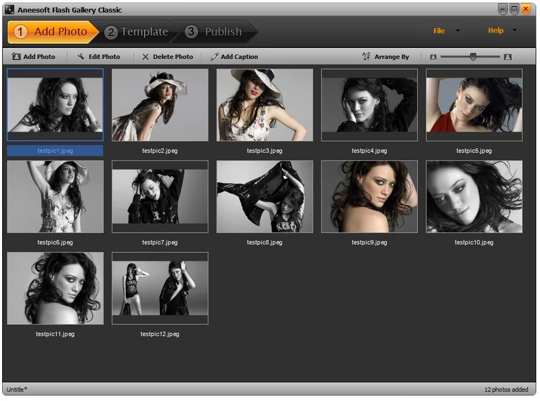 Główne okno programu do tworzenia pokazów ze zdjęć w technologii flash - Aneesoft Flash Gallery Classic