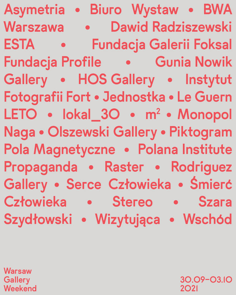 Warsaw Gallery Weekend 2021. Galerie, które wezmą udział w wydarzeniu