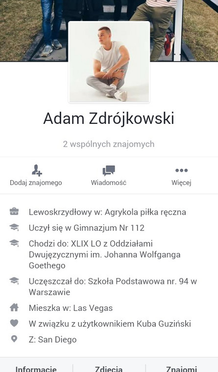 Adam Zdrójkowski na Facebooku