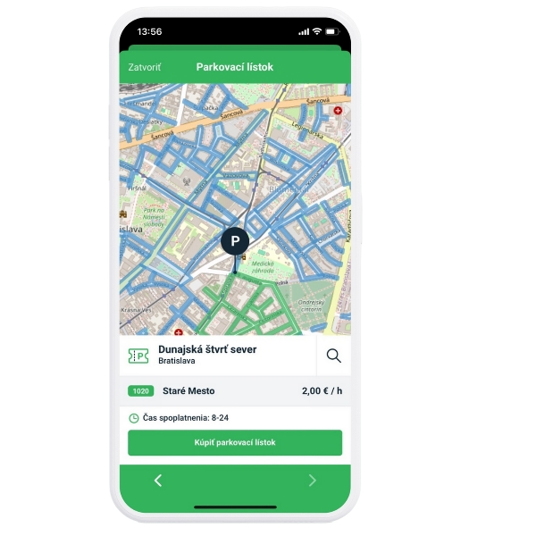 V aplikácii UBIAN si jednoducho zakúpite parkovací lístok a spravujete parkovanie priamo z mobilu.