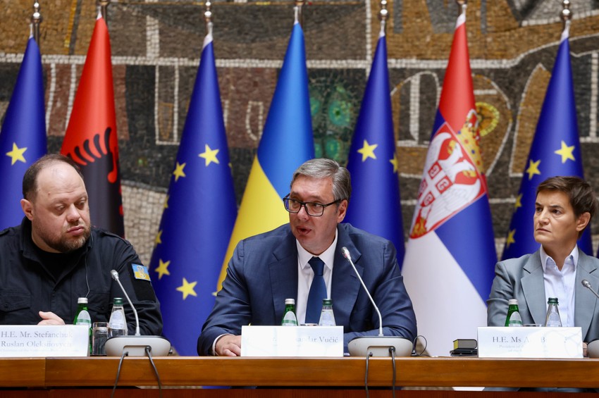 Ruslan Stefančuk, Aleksandar Vučić i Ana Brnabić