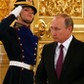 Russia's President Putin arrives for a ceremony of receiving diplomatic credentials from foreign amb