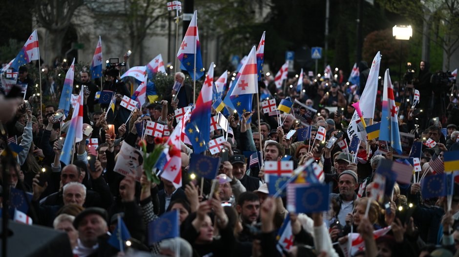 Demonstracja gruzińskiej opozycji, Tbilisi, 9 kwietnia 2023 r.