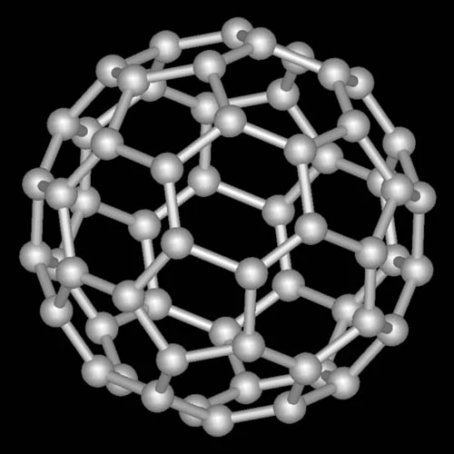 Fuleren - kulista cząsteczka C60. fot. Wikimedia Commons.