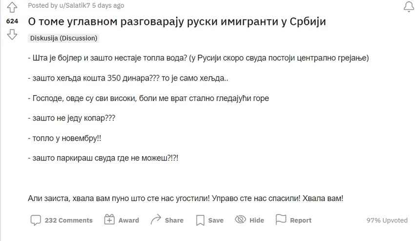 o čemu pričaju ruski imigranti