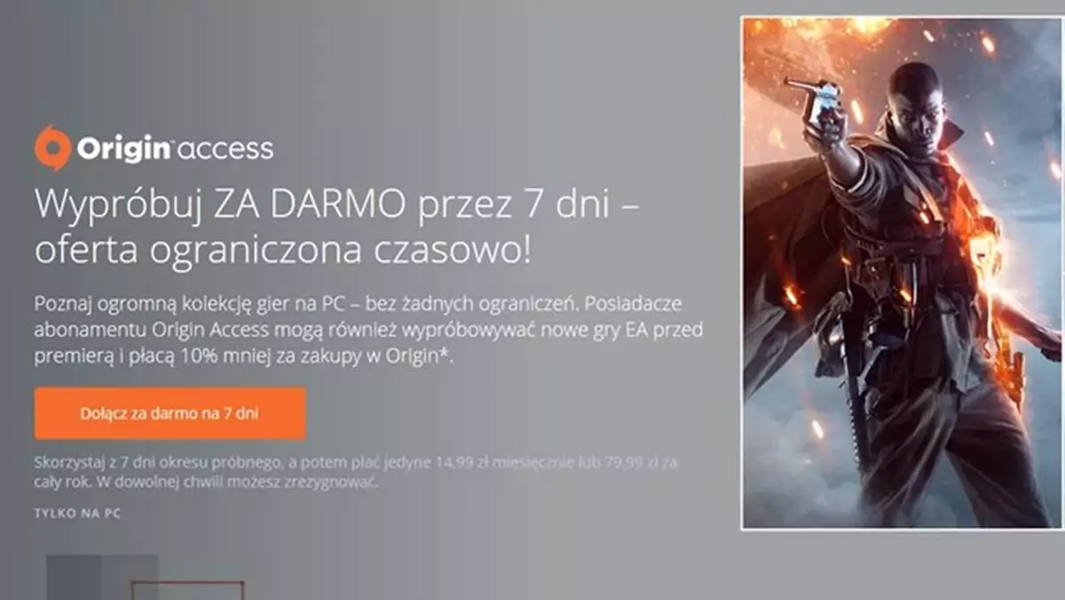 Origin Access - EA oferuje darmowy tydzień z usługą