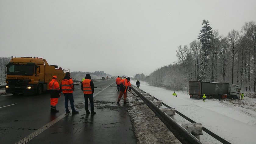 Tir wjechał do lasu