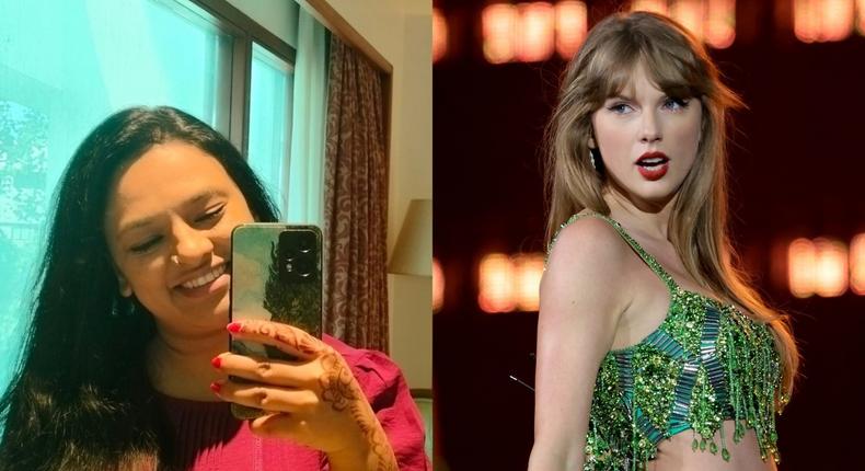 Swaksha Krishnakumar, an India-based Swiftie, is planning to fly to Singapore to catch Taylor Swift's Eras Tour concert.Swaksha Krishnakumar;  Kevin Mazur/TAS23/Getty Images for TAS Rights Management