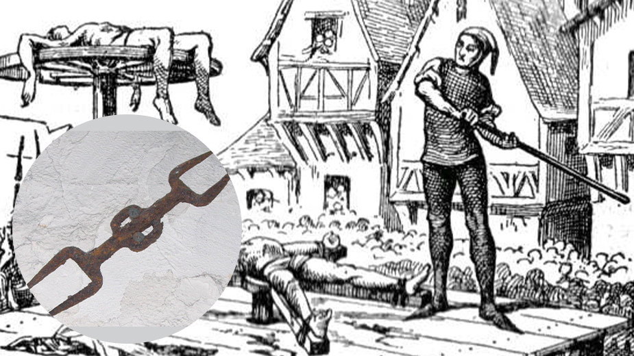 Rycina przedstawiająca średniowieczną egzekucję/widełki heretyków