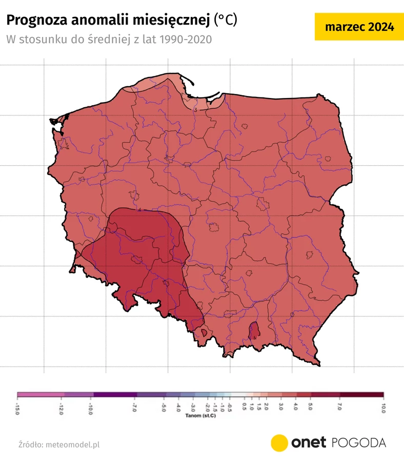 Marzec miejscami może się zapisać aż o 4 st. C cieplej od normy