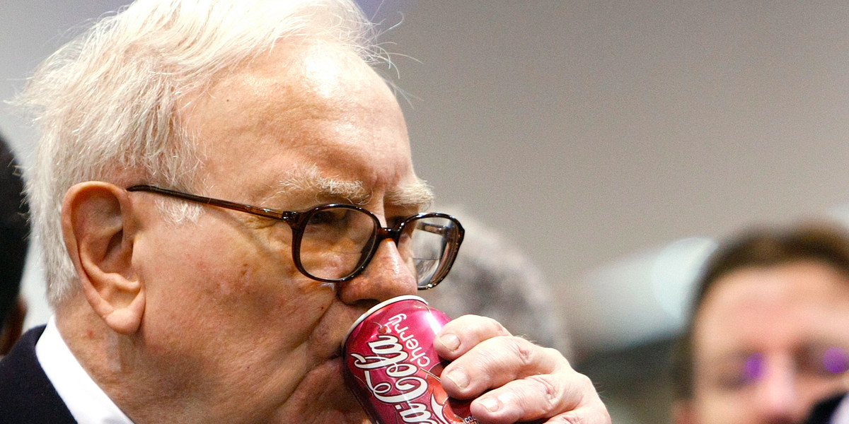 Warren Buffett sipping a Cherry Coke.