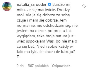 Natalia Szroeder na Instagramie
