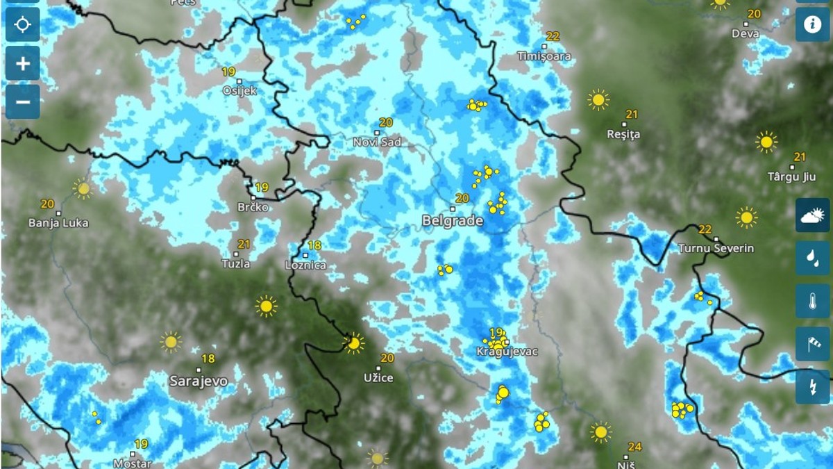 Beograd će biti na udaru pljuskova oko 16 sati danas