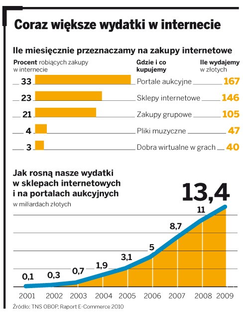 Coraz większe wydatki w internecie