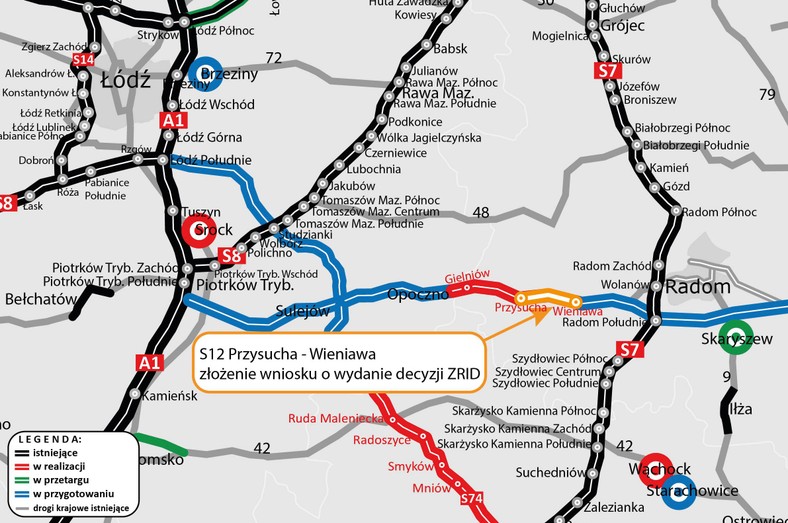 S12 Przysucha - Wieniawa - Mapa