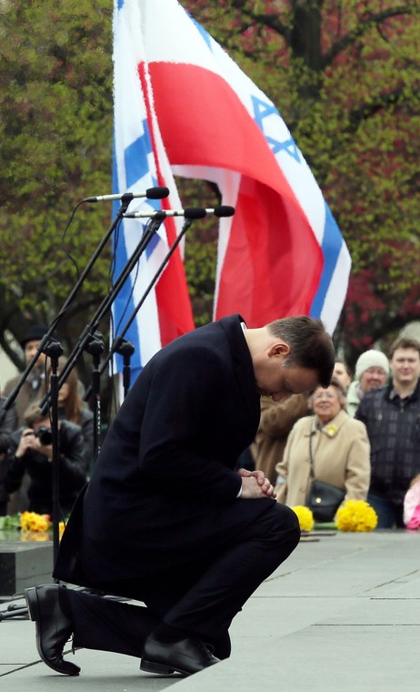 Prezydent Andrzej Duda na obchodach 73. rocznicy powstania w getcie warszawskim