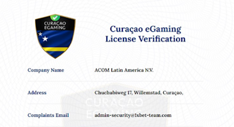 1xBet’s Curaçao license is valid and fully operational