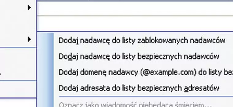 Outlook 2003: jak dodać nadawcę do czarnej listy