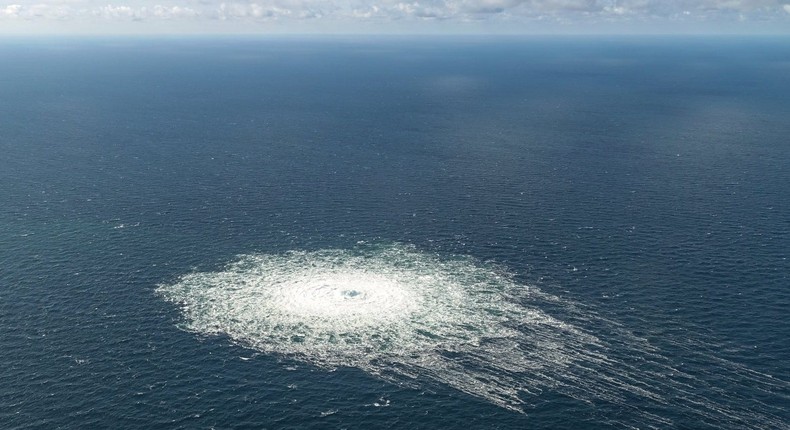 Danish military video of bubbles in Baltic Sea where Nord Stream pipeline leaked.