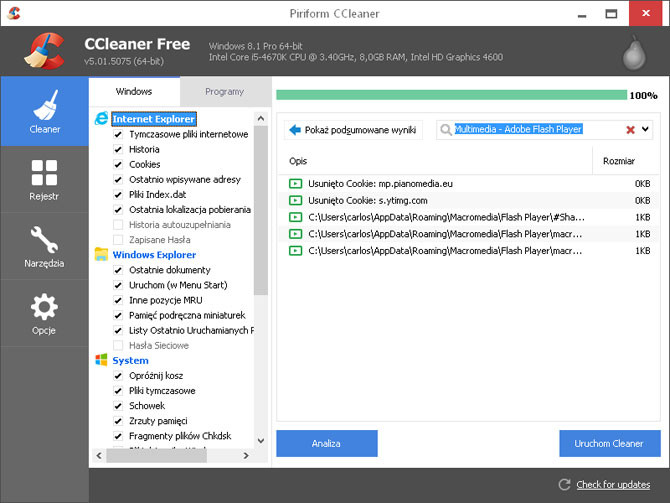 Удаление информации с usb flash ccleaner