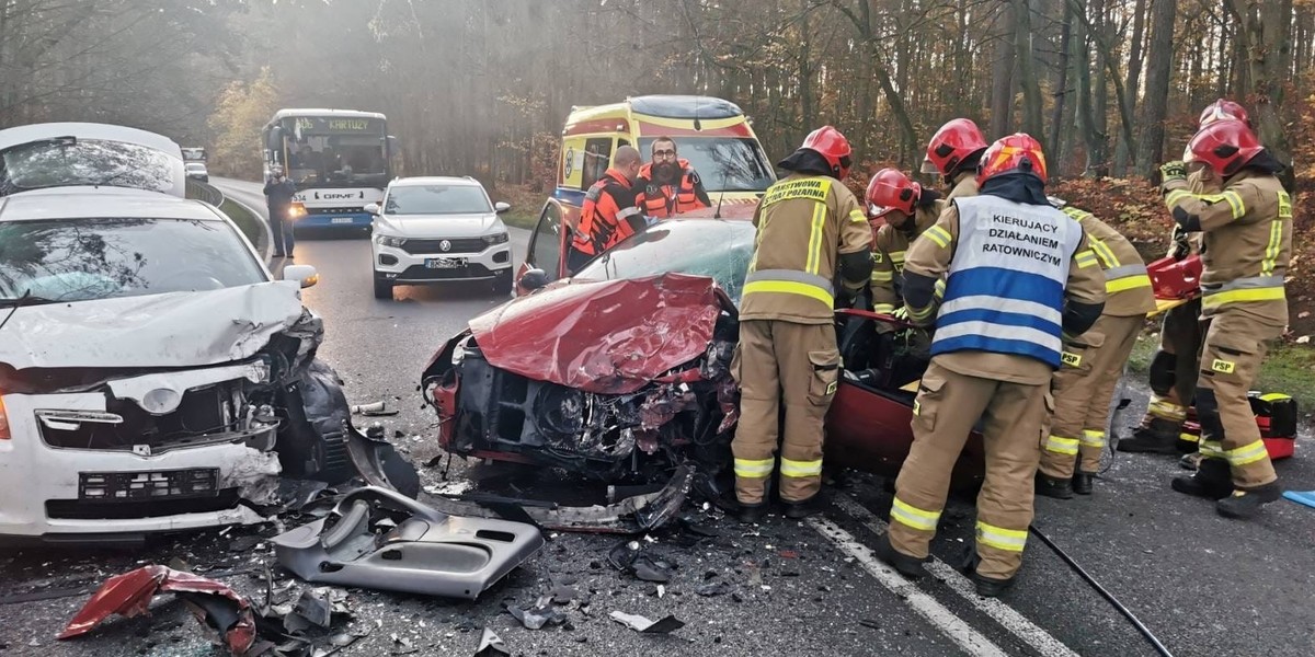 Wypadek czterech aut osobowych w miejscowości Borkowo.