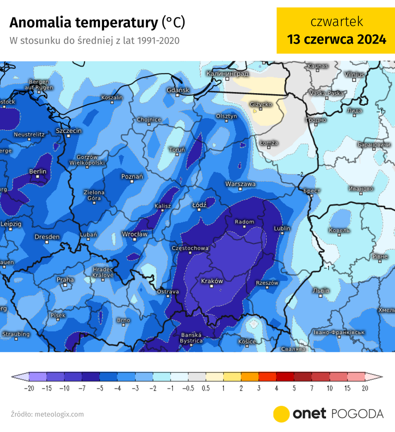 Temperatura do czwartku będzie znacznie niższa względem normy