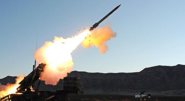 A shot of a Patriot missile battery firing an interceptor in a US Army test. The Patriot missile defense system is a ground-based interceptor able to eliminate airborne threats.US Army photo