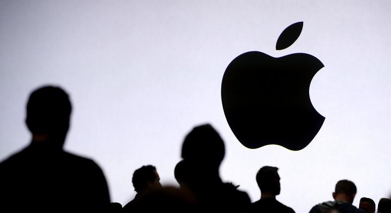 Apple logo in crowd