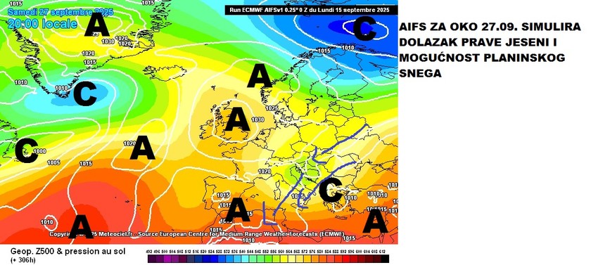 Oko 27. septembra očekuje se pravo jesenje zahlađenje moguć je i sneg na najvišim planinama