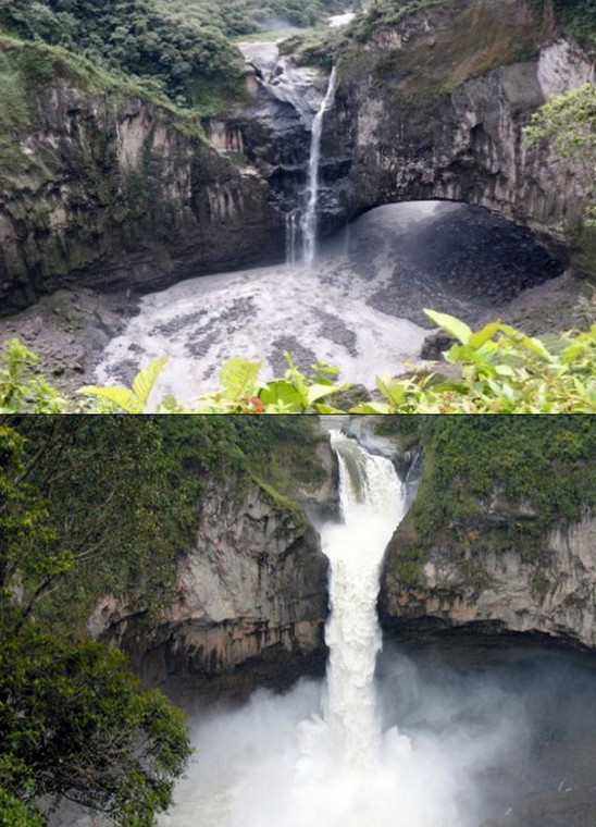 Wodospad San Rafael przed i po "katastrofie"