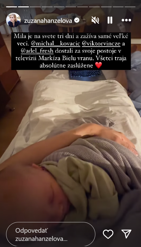 Novinárka Zuzana Kovačič Hanzelová a prvá fotka tváričky jej dcérky.