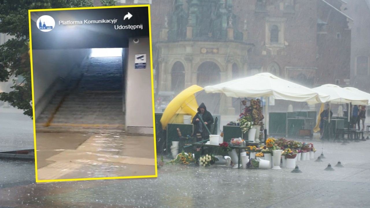 Wielka nawałnica nad Krakowem. Ulewa sparaliżowała ulice i zalała parkingi [WIDEO]