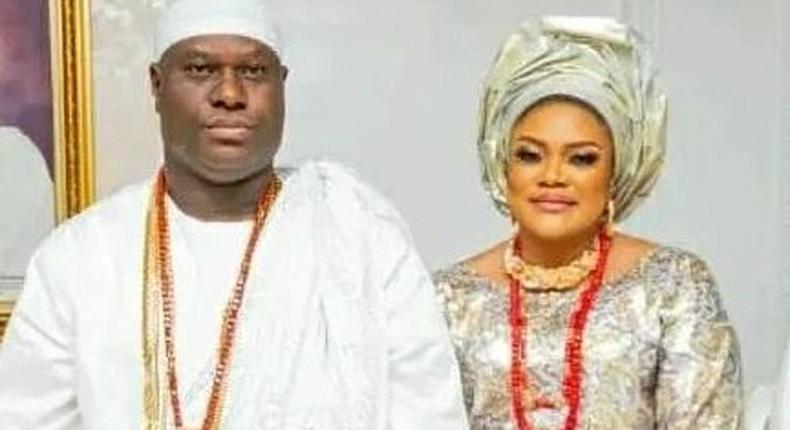 Ooni of Ife, Oba Adeyeye Ogunwusi and his fourth wife Mariam Anako 