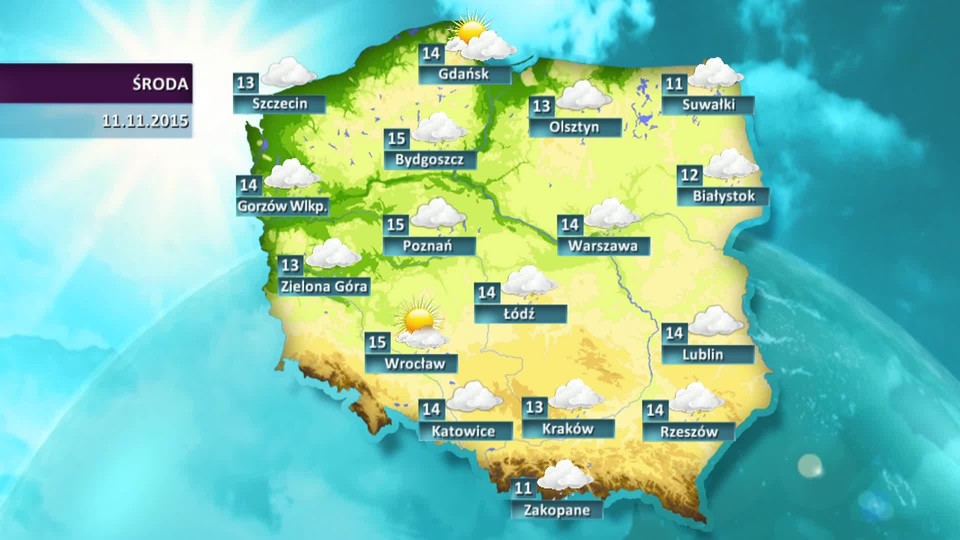 Prognoza pogody dla Polski - 11.11