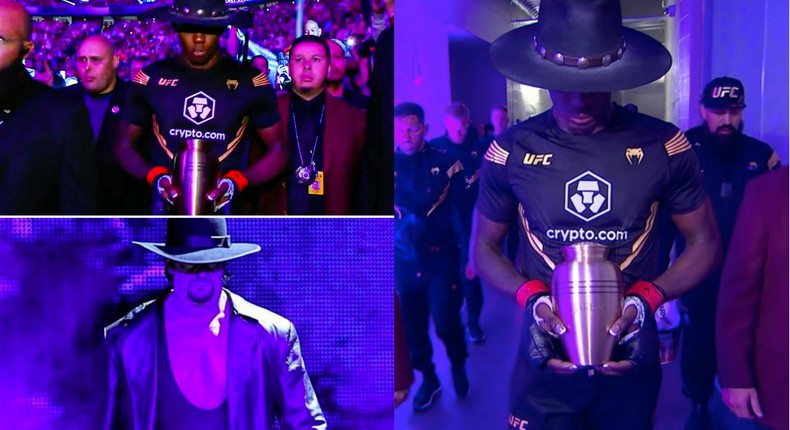 Reactions as Israel Adesanya walks out to the Undertaker theme song against Jared Cannonier 