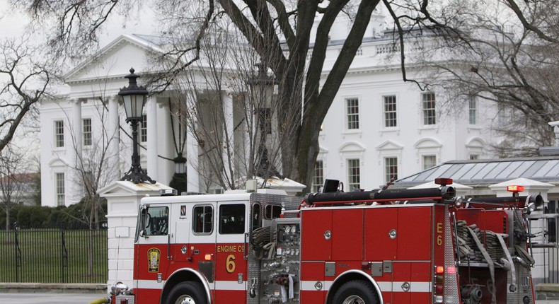 A firetruck is parked outside of the White House in Washington, Dec. 19, 2007.AP Photo/Ron Edmonds, File