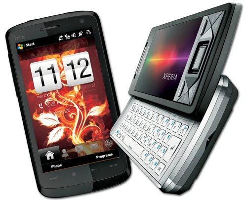 Po lewej telefon HTC Touch HD, po prawej Sony Ericsson XPERIA X1