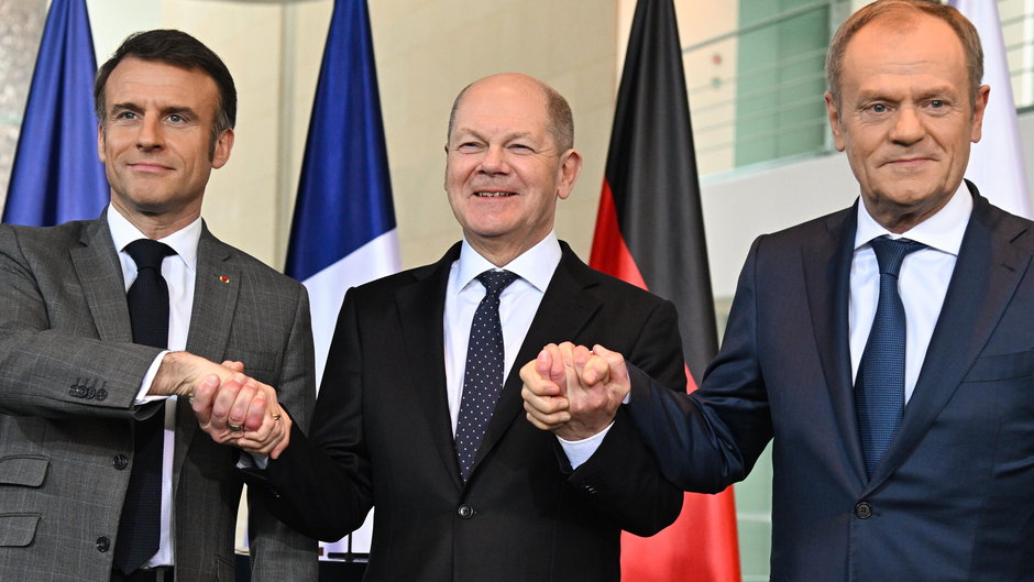 Emmanuel Macron, Olaf Scholz i Donald Tusk