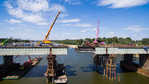 Postępy prac remontowych na moście Łazienkowskim w Warszawie