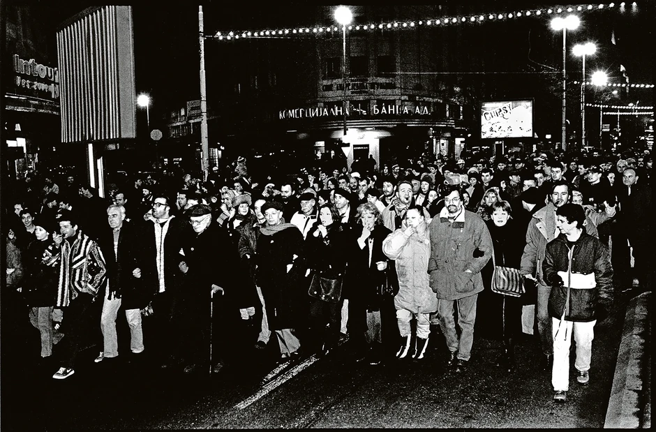 I glumci su bili učesnici protesta 1997. zbog krađe na izborima