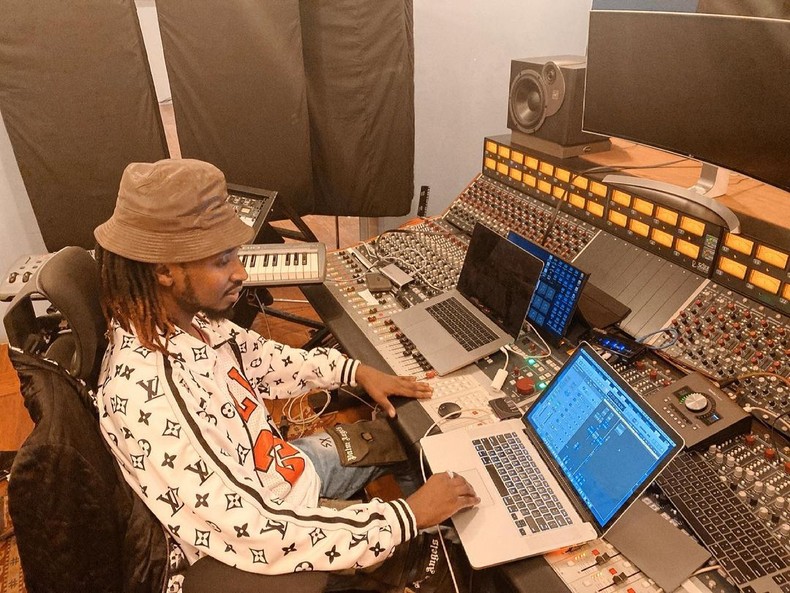 Kenyan music producer Motif Di Don in studio