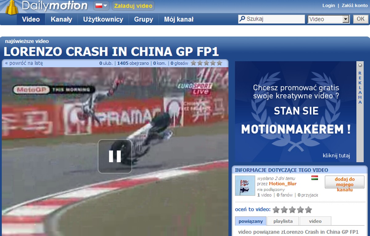 Zobacz wypadek Jorge Lorenzo w Chinach