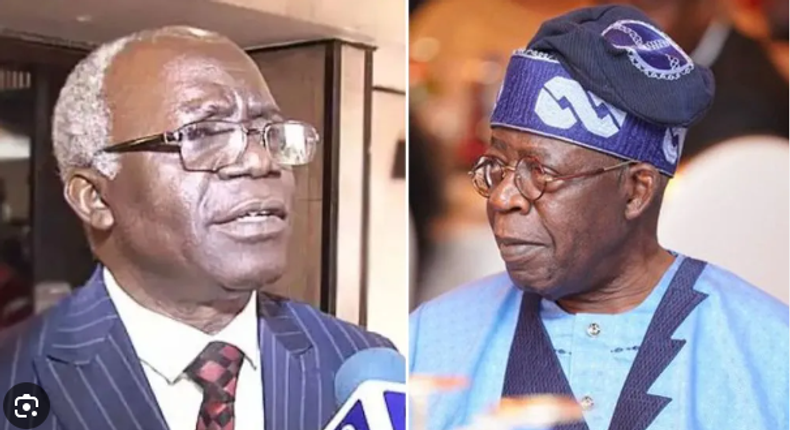 Human Rights lawyer, Femi Falana and President Bola Tinubu. [Intel Region]