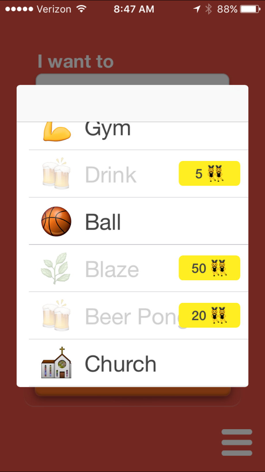 Some activities require you to invite more friends on the app if you want to unlock them, like beer pong (20 people).