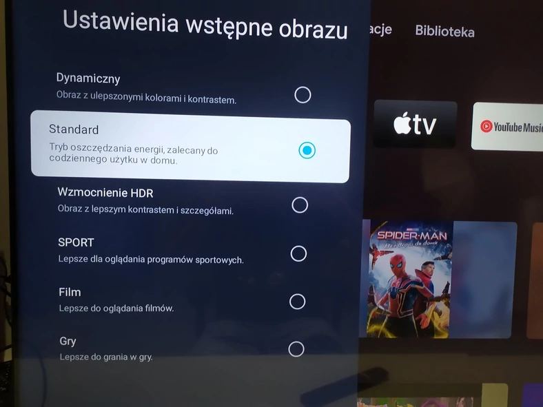 TCL C635 - wybór trybów wyświetlania obrazów